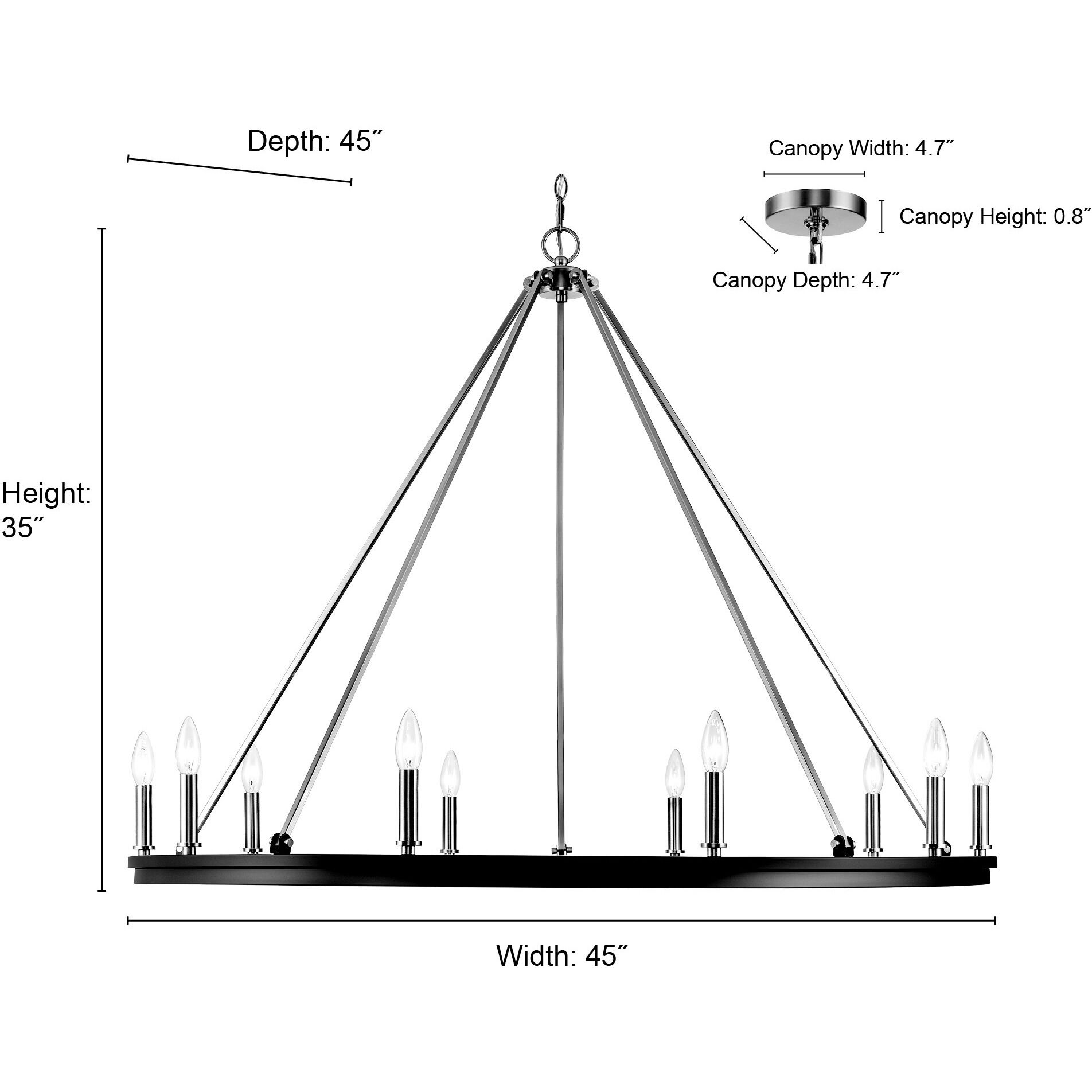 Carruth 10 Light 45 inch Matte Black/Modern Gold Chandelier Ceiling Light